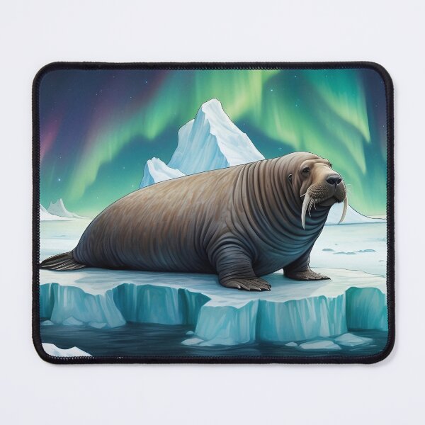 Item preview, Walrus on an iceberg and Northern Lights ( Aurora borealis ) of north pole designed and sold by Andrey-Myagkov.