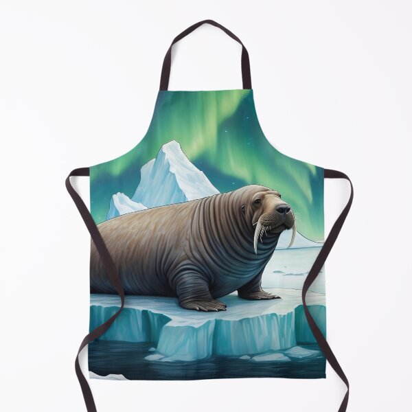 Item preview, Walrus on an iceberg and Northern Lights ( Aurora borealis ) of north pole designed and sold by Andrey-Myagkov.
