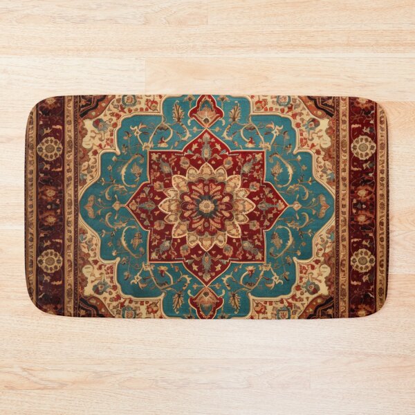 Item preview, Antique Persian Rug Dark Crimson And Azure designed and sold by GrinGalore.