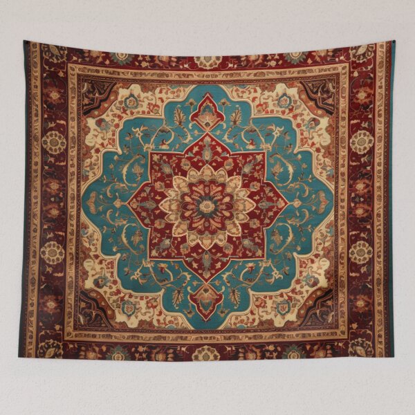 Item preview, Antique Persian Rug Dark Crimson And Azure designed and sold by GrinGalore.