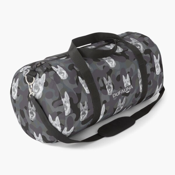 Item preview, Smiling German Shepherd Face And Camo Pattern Light-grey and Black designed and sold by DuFauna.
