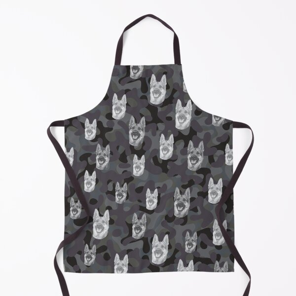 Item preview, Smiling German Shepherd Face And Camo Pattern Light-grey and Black designed and sold by DuFauna.