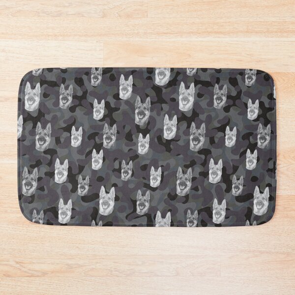 Item preview, Smiling German Shepherd Face And Camo Pattern Light-grey and Black designed and sold by DuFauna.