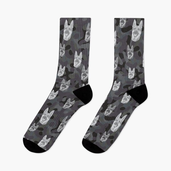 Item preview, Smiling German Shepherd Face And Camo Pattern Light-grey and Black designed and sold by DuFauna.