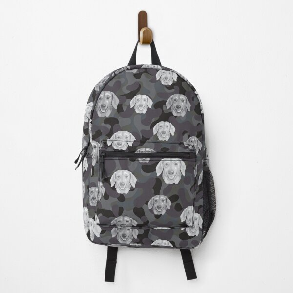 Item preview, Smiling Dachshund Dog Face And Camo Pattern Light-grey and Black designed and sold by DuFauna.
