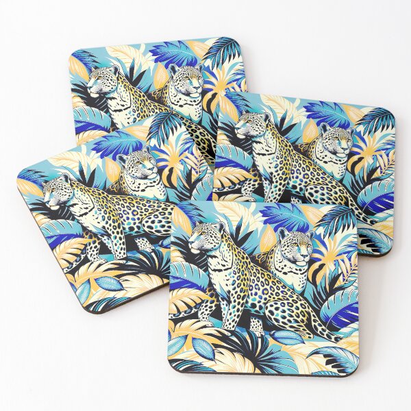 Item preview, Blue leopards in tropical leaves. designed and sold by veroniss.