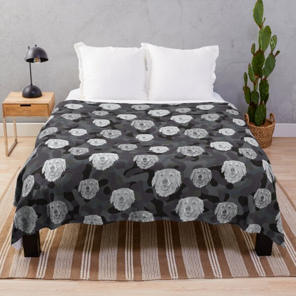 Item preview, Smiling Golden Retriever Face And Camo Pattern Light-grey and Black designed and sold by DuFauna.