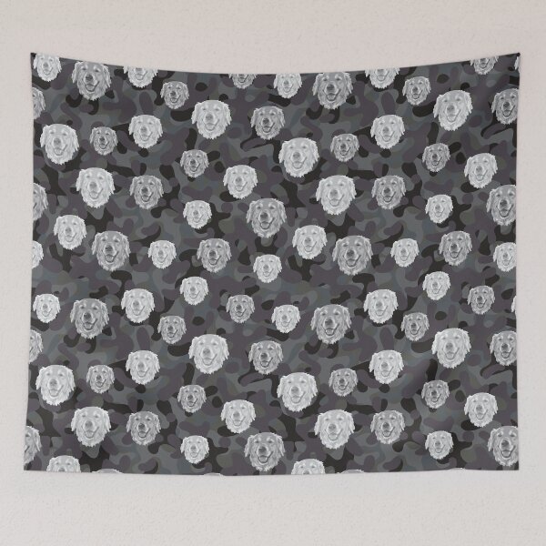 Item preview, Smiling Golden Retriever Face And Camo Pattern Light-grey and Black designed and sold by DuFauna.