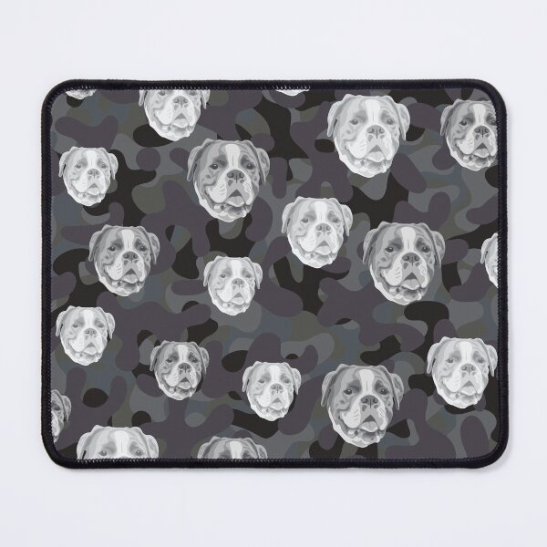 Item preview, Smiling Boxer Face And Camo Pattern Light-grey and Black designed and sold by DuFauna.