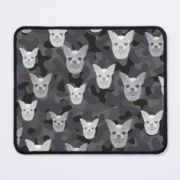 Item preview, Smiling Chihuahua Face And Camo Pattern Light-grey and Black designed and sold by DuFauna.