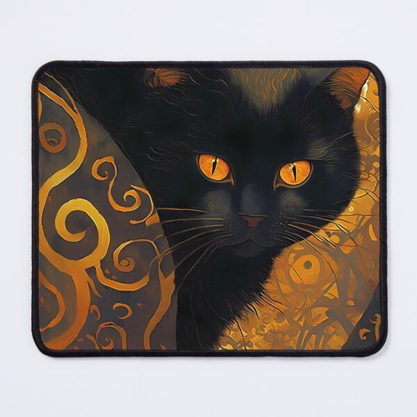 Item preview, Abstract Purr-fection, Klimt inspired Black Cat Art designed and sold by EmeraldeaArt.