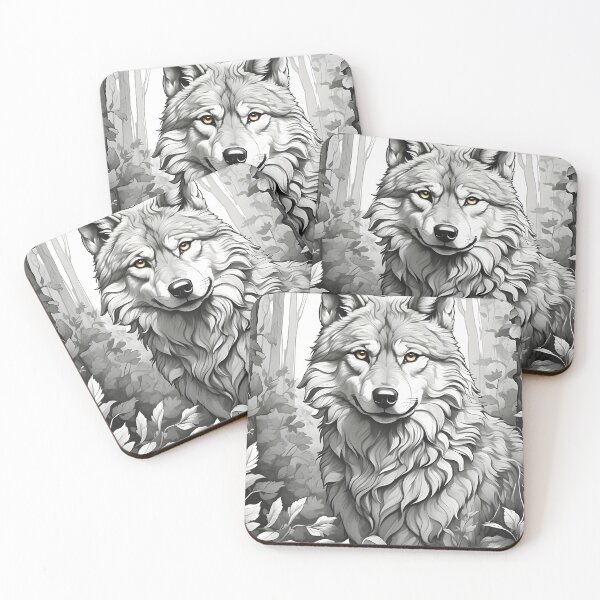 Item preview, Mystic Timber Wolf ` forest dwellers, black and white in logo tattoo style designed and sold by naivnoia.