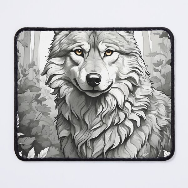 Item preview, Mystic Timber Wolf ` forest dwellers, black and white in logo tattoo style designed and sold by naivnoia.