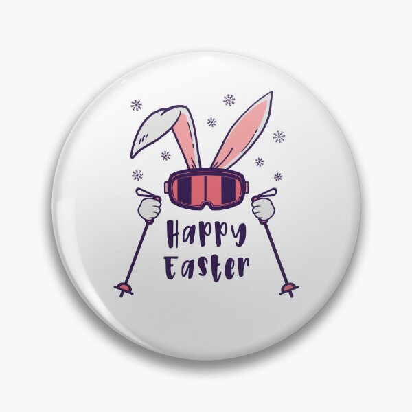 Item preview, Happy Easter from Skiing Rabbit with ski poles designed and sold by HandicraftArt.