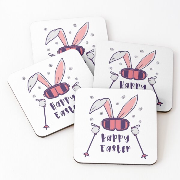 Item preview, Happy Easter from Skiing Rabbit with ski poles designed and sold by HandicraftArt.