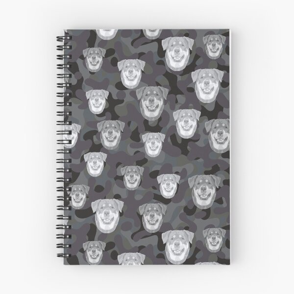 Item preview, Smiling Rottweiler Face And Camo Pattern Light-grey and Black designed and sold by DuFauna.