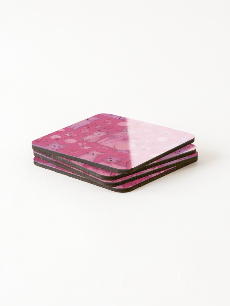 Thumbnail 4 of 5, Coasters (Set of 4), Pink Animal Pattern designed and sold by RiawsShop.