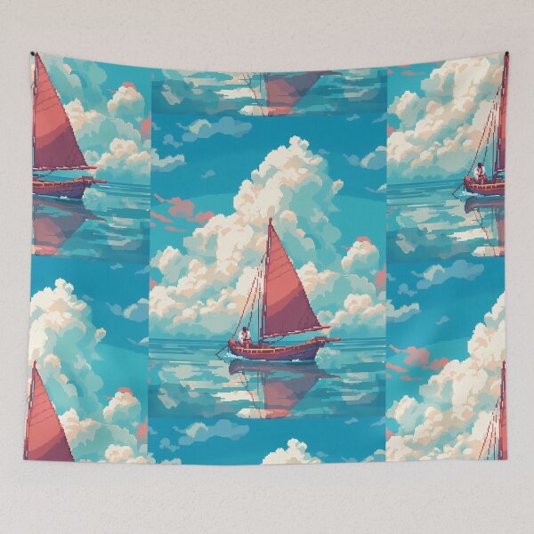 Item preview, Sunny day sailing, relaxing vibes- Pixel art designed and sold by octoboobs.