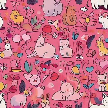 Artwork thumbnail, Pink pattern animal by RiawsShop