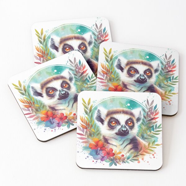Item preview, Beautiful lemur with various colorful flowers and leaves designed and sold by Marcoshop10.