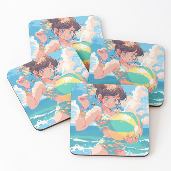 Artikelvorschau, Süßes Anime-Strandmädchen aus den 80ern – Pixelkunst entworfen und verkauft von octoboobs.