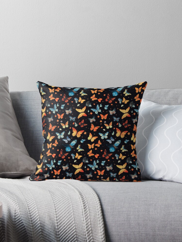 Thumbnail 1 of 4, Pillow, Colorful Butterflies Pattern designed and sold by CustomPrintHub.