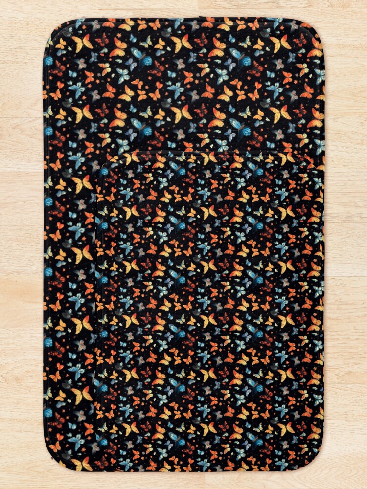 Thumbnail 5 of 6, Bath Mat, Colorful Butterflies Pattern designed and sold by CustomPrintHub.