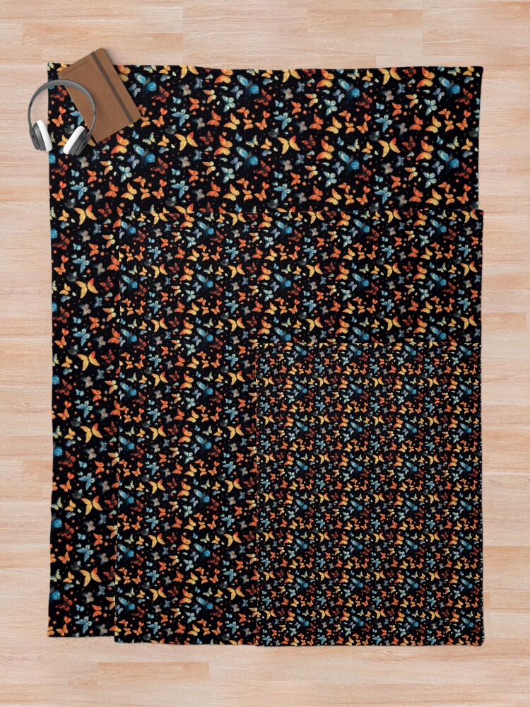Thumbnail 5 of 6, Throw Blanket, Colorful Butterflies Pattern designed and sold by CustomPrintHub.