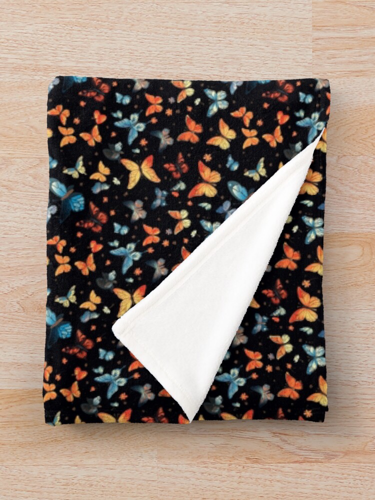Thumbnail 3 of 6, Throw Blanket, Colorful Butterflies Pattern designed and sold by CustomPrintHub.