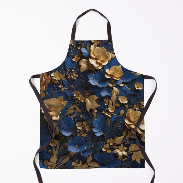 Item preview, Flowers in royal blue and gold - 3D relief pattern #39 designed and sold by GoldenEraArt.