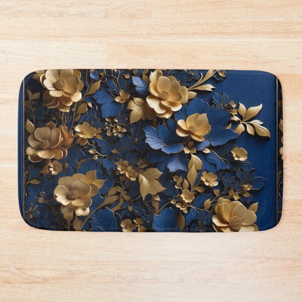 Item preview, Flowers in royal blue and gold - 3D relief pattern #39 designed and sold by GoldenEraArt.