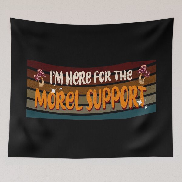 Item preview, Retro Sunset Wave Mushroom Design "I'm Here for the Morel Support" designed and sold by 1000Mushrooms.