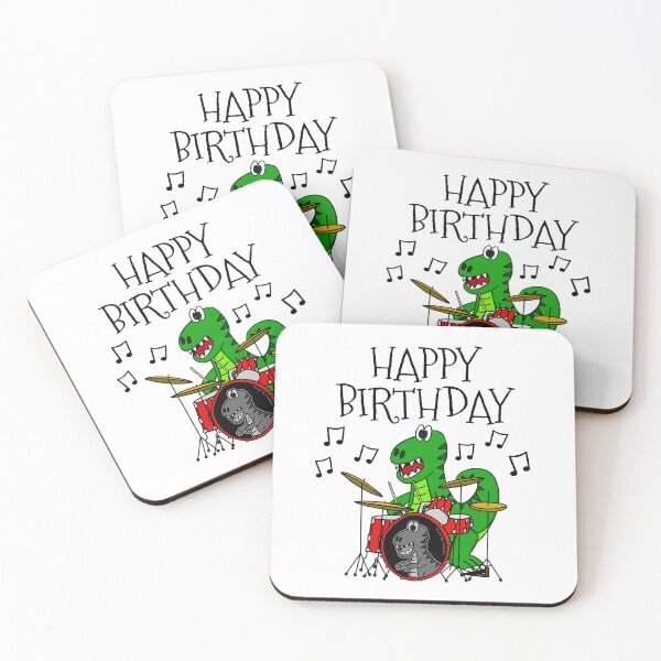 Item preview, T-Rex Dinosaur Drums Happy Birthday Drummer Musician designed and sold by doodlerob.
