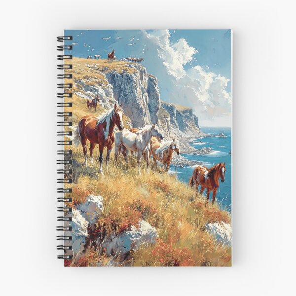 Item preview, Wild horses on cliffs landscape designed and sold by iguananick.