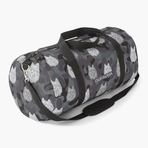 Item preview, Smiling Pomeranian Face And Camo Pattern Light-grey and Black designed and sold by DuFauna.