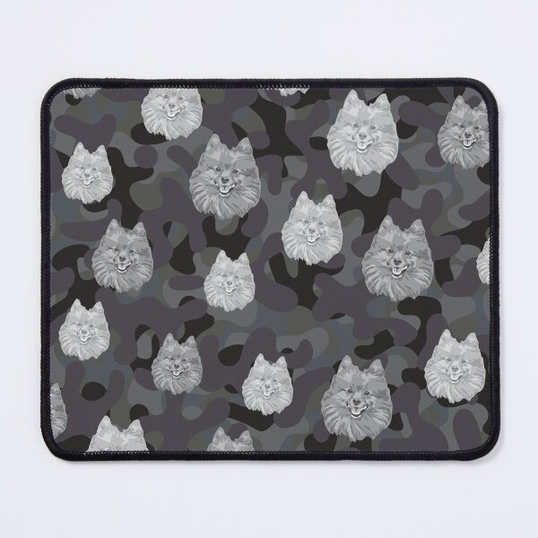 Item preview, Smiling Pomeranian Face And Camo Pattern Light-grey and Black designed and sold by DuFauna.