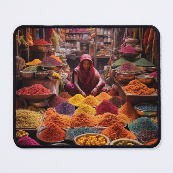 Item preview, India’s Market Place With Spices  designed and sold by Myra365Art.
