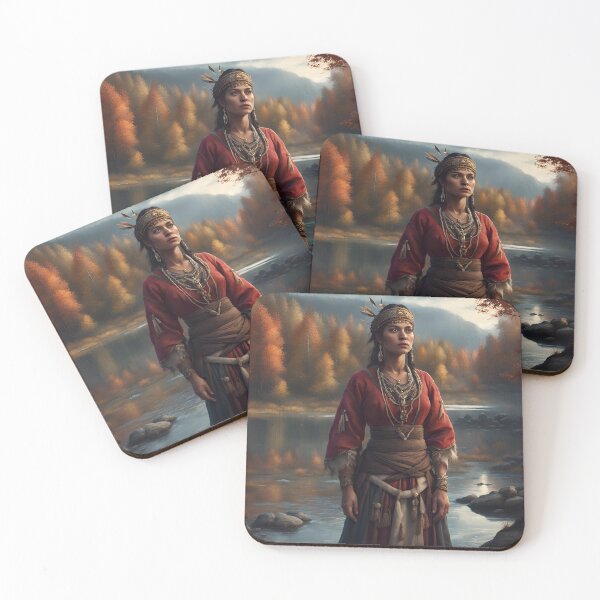 Item preview, Lovely Iroquois Woman wearing traditional clothes near a river. designed and sold by Kenosuke78.