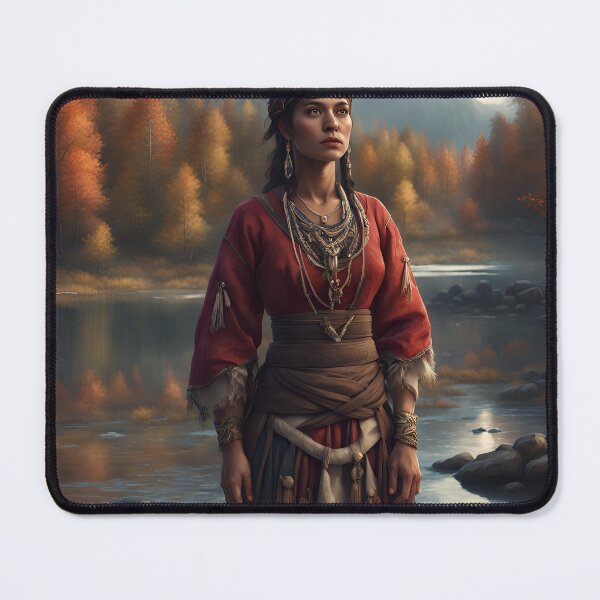 Item preview, Lovely Iroquois Woman wearing traditional clothes near a river. designed and sold by Kenosuke78.