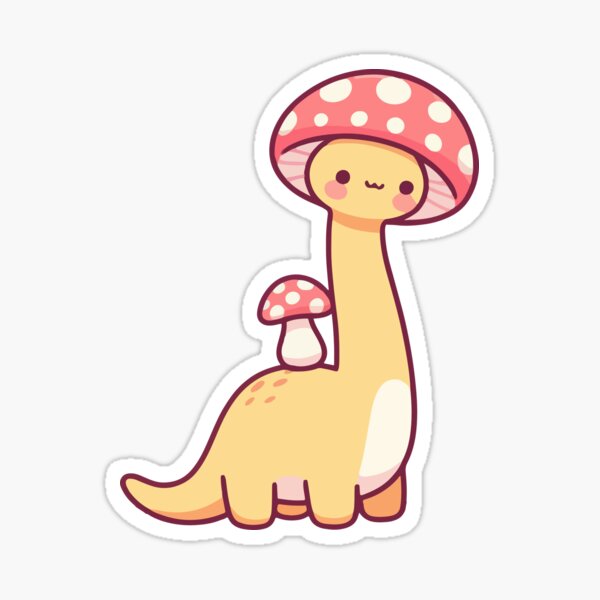 Artikel-Vorschau von Kawaii einfacher Pilzhut Dinosaurier Brontosaurus, designt und verkauft von TomFrontierArt.