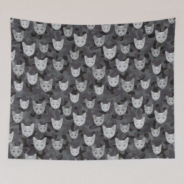 Item preview, Arkhangelsk Cat Face And Camo Pattern Light-grey and Black designed and sold by DuFauna.