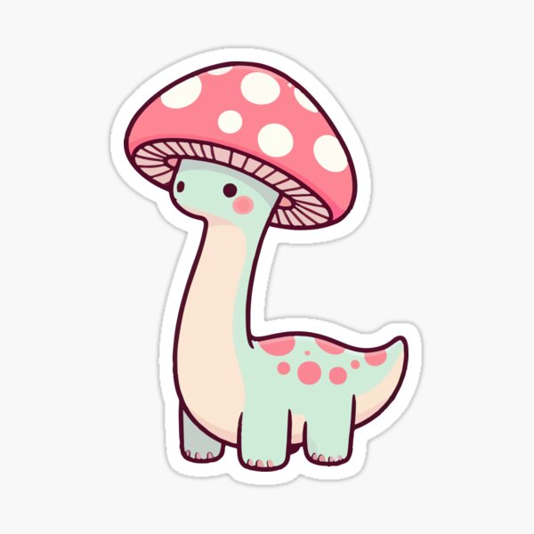 Item preview, Kawaii simple Mushroom Hat Dinosaur Brontosaurus designed and sold by TomFrontierArt.