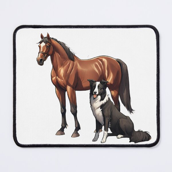 Item preview, Bay Horse and Border Collie Dog designed and sold by GoodyPaws.