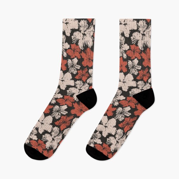 Item preview, Black and Terracotta Floral Pattern with Retro Vibes designed and sold by illidesign.