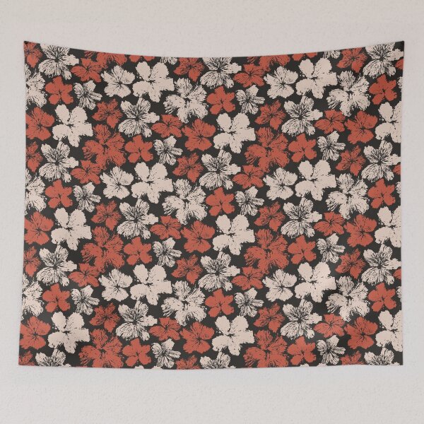 Item preview, Black and Terracotta Floral Pattern with Retro Vibes designed and sold by illidesign.