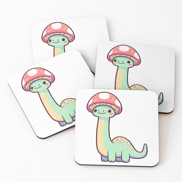 Item preview, Kawaii simple Mushroom Hat Dinosaur Brontosaurus designed and sold by TomFrontierArt.