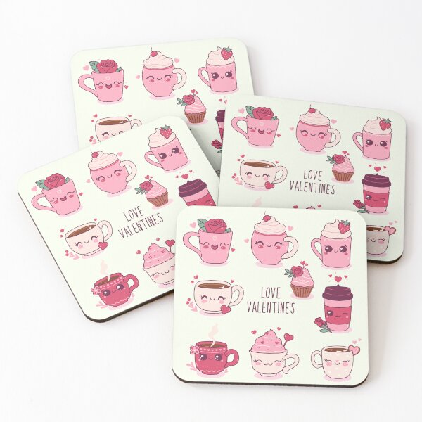 Item preview,  valentine's day pattern with cute mugs designed and sold by burbura.