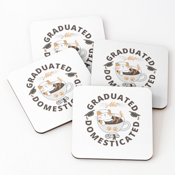 Item preview, Graduated not domesticated funny saying cat bathing in coffee designed and sold by Lady-Frost.