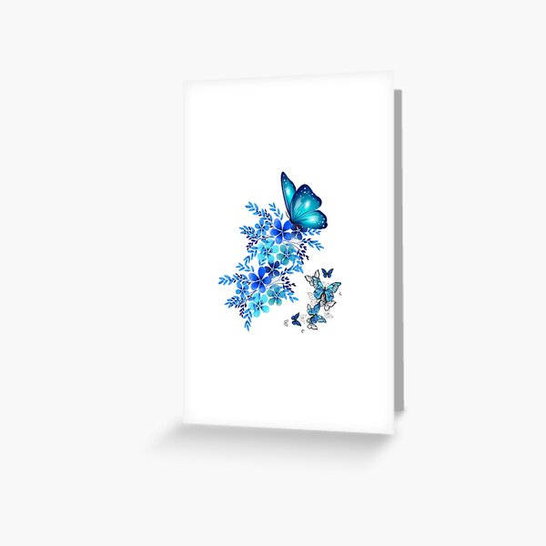 Item preview, Butterflies and Flowers in Blue designed and sold by tomorrowsart.