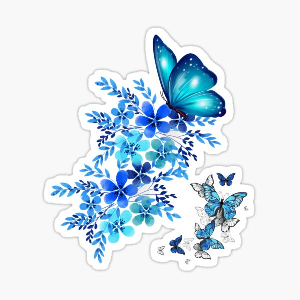Item preview, Butterflies and Flowers in Blue designed and sold by tomorrowsart.